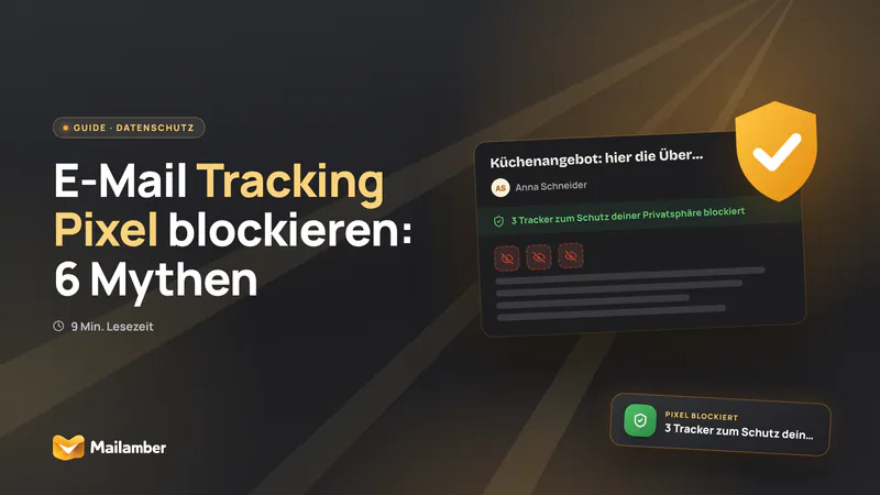 Illustration eines E-Mail-Postfachs mit blockierten externen Bildern und Hinweisen zum Schutz der Privatsphäre