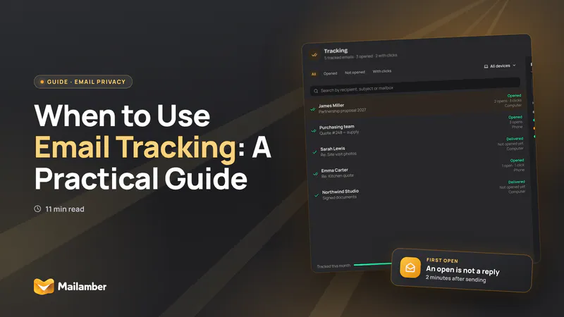 Illustration of an email tracking view showing open and click signals as limited clues