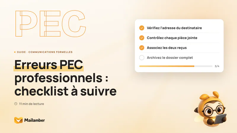 Checklist professionnelle avec des cases cochées pour vérifier un envoi PEC, ses reçus et son archivage